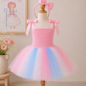 blue and pink combination dress Dainty pink A-line maxi dress with blue-flowered pattern, Glow-Up XXL / 12 / Pink-Blue
