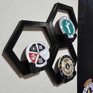 Modular Hexagon Challenge Coin Display (9-Pack)