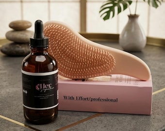 Olio per capelli all'argan e spazzola per capelli