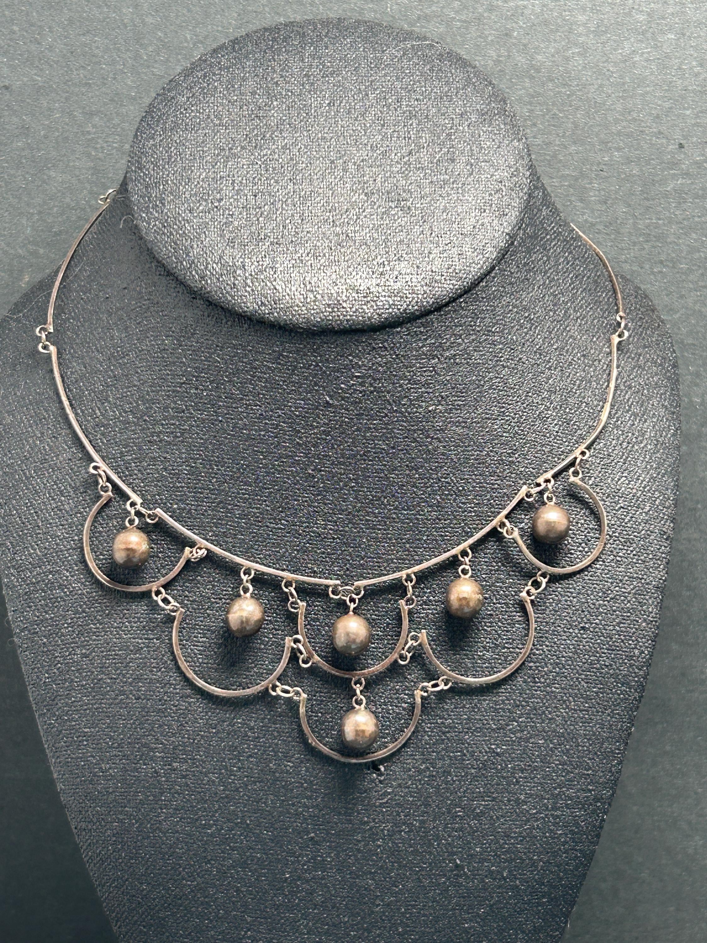 Vintage Silver Mexican Necklace - Etsy
