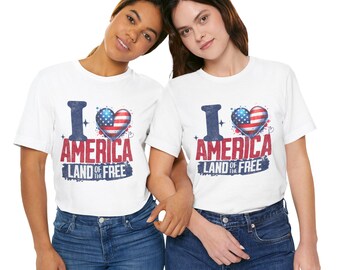 I Heart America Land of the Free T-shirt | T-shirt met patriottische Amerikaanse vlag
