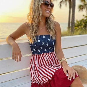 red white blue sun dress 4th Of July Chevron Dress