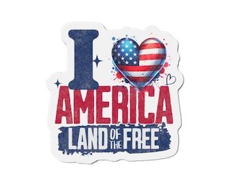 Wycinany magnes „I Heart America” | Patriota, kraina wolności