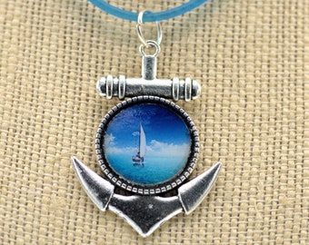 Sailboat Resin Pendant Necklace