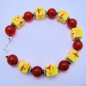 Red and Yellow Beaded Bracelet image 2