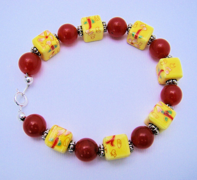 Red and Yellow Beaded Bracelet image 2