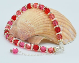 Red and Pink Crystal Bracelet