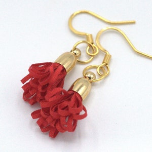 Red Fringe Dangle Earrings