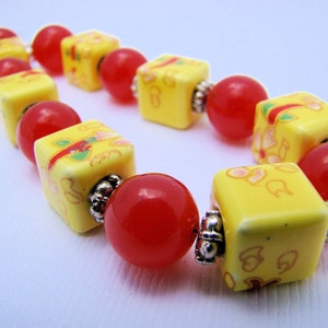 Red and Yellow Beaded Bracelet image 1