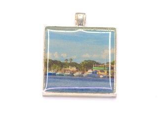 Nautical Pendant Necklace, Boats, Port Richey, Tropical Jewelry