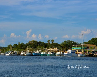 Photo Print, Boats, Dock, 8X10 Glossy, Landscape, Sky, Clouds, Fine Art Print