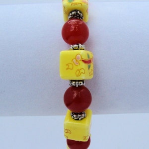 Red and Yellow Beaded Bracelet image 4