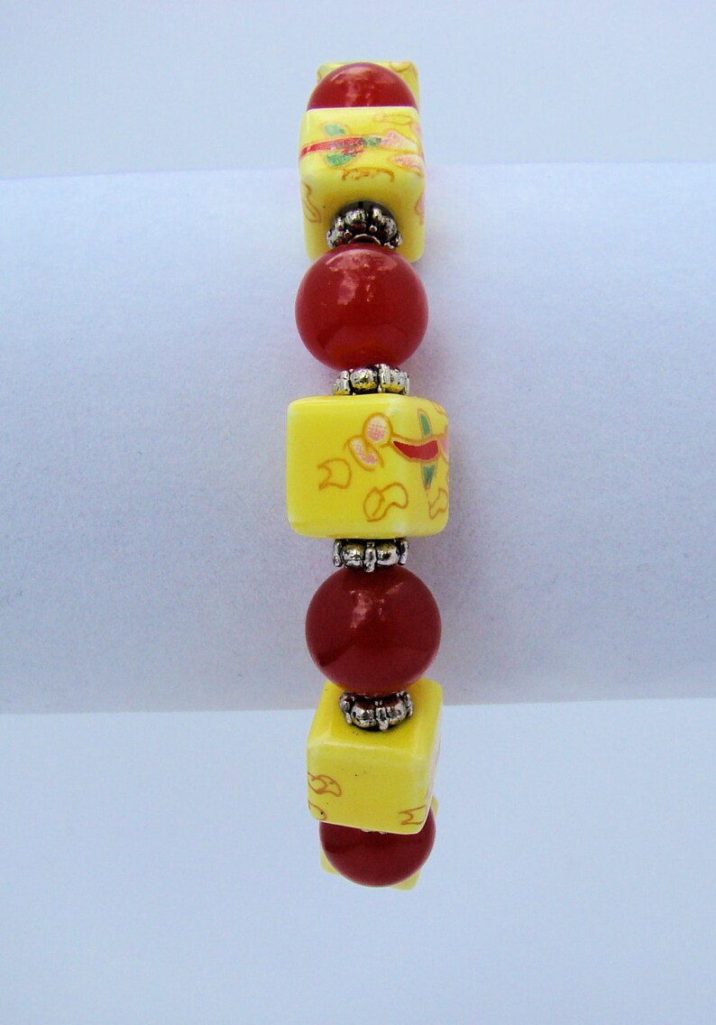 Red and Yellow Beaded Bracelet image 4