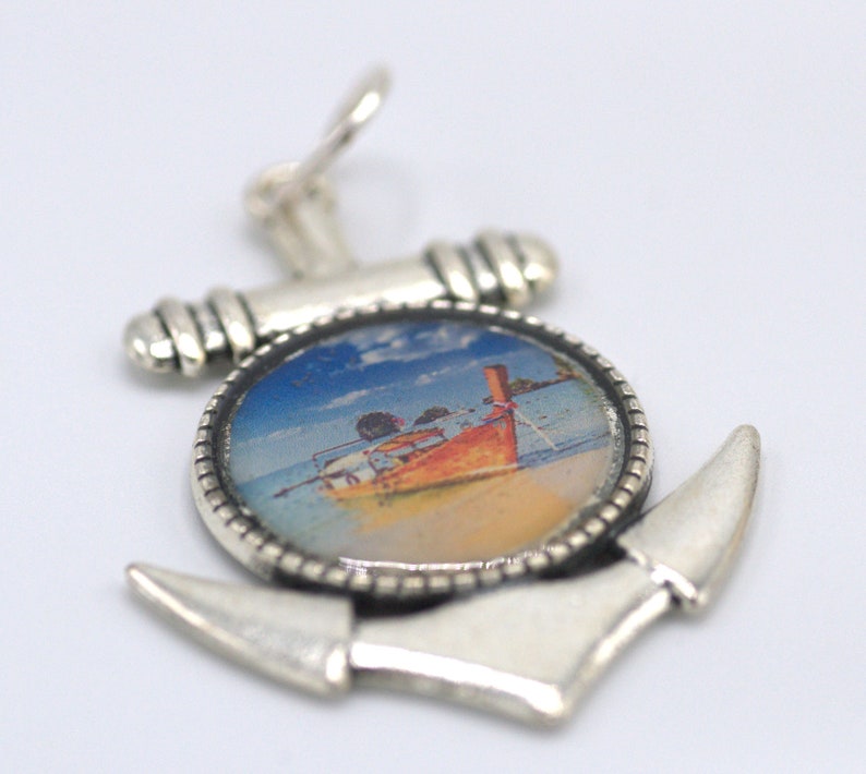 Unisex Resin Pendant Longtail Boat Orange Blue