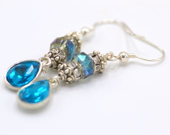 Blue Dangle Earrings, Gifts for Her