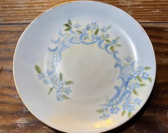 Antike handbemalte Moriage Porzellan Untertasse Floral Blue Imperial PSL Empire