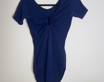 Vintage Sears-badpak uit de jaren 60 blauw met korte mouwen, bescheiden nylon maat Large
