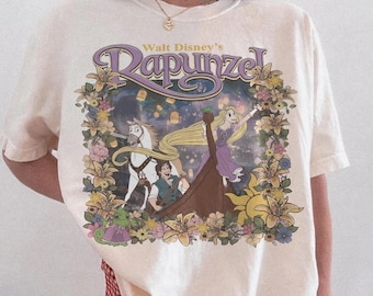 Retro Comfort Colors Disney Tangled Shirt, Disney Princess Rapunzel Shirt, Disney Girl Trip Shirt, 2026 Rapunzel Flynn Rider Couple Trip Tee