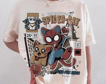Camiseta Retro Spider Cat Comfort Colors, Camiseta del asombroso Spider-Verse
