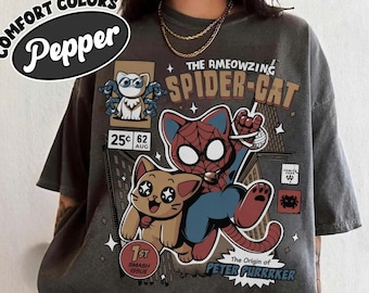 Camiseta Retro Spider Cat Comfort Colors, Camiseta del asombroso Spider-Verse