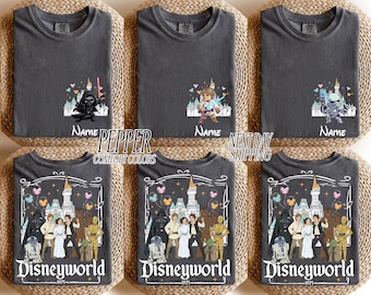 Camisetas personalizadas de Star Wars para toda la familia, camisetas personalizadas de Disney para la familia 2026, camiseta retro para viaje a Disney, camisetas para vacaciones familiares en Disney.