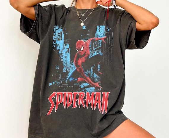 Spiderman Vintage Graphic Tee Oversized Shirt Retro Superhero T