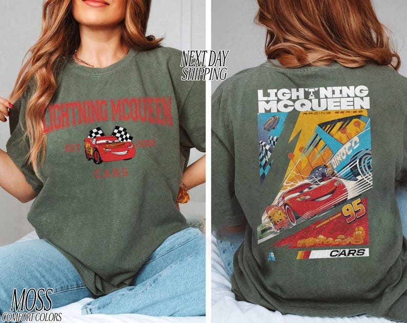 Vintage Lightning McQueen Cars Racing Shirt, Comfort Colors Graphic Tee image 5