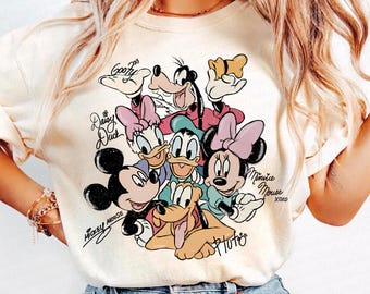 Retro Mickey Mouse Friends Signatures PNG (Digital Download)