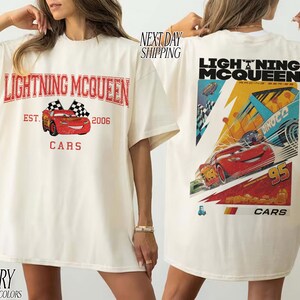 Vintage Lightning McQueen Cars Racing Shirt, Comfort Colors Graphic Tee image 2