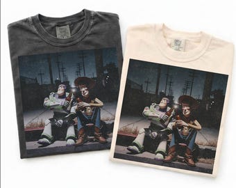 Toy Story Comfort Colors Buzz Lightyear Woody T-Shirt, Pixar Animation Movie Tee