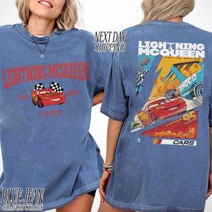 Vintage Lightning McQueen Cars Racing Shirt, Comfort Colors Graphic Tee image 6
