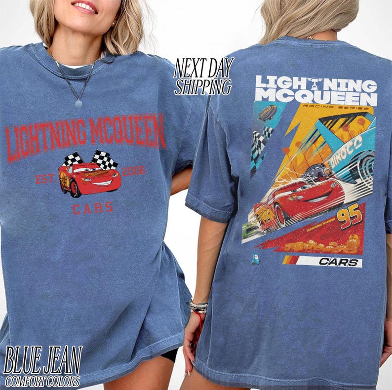 Vintage Lightning McQueen Cars Racing Shirt, Comfort Colors Graphic Tee image 6