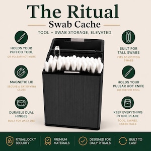 Puffco Tool and Swab Storage Container, Magnetic-Snap Lid, Pocket-Friendly
