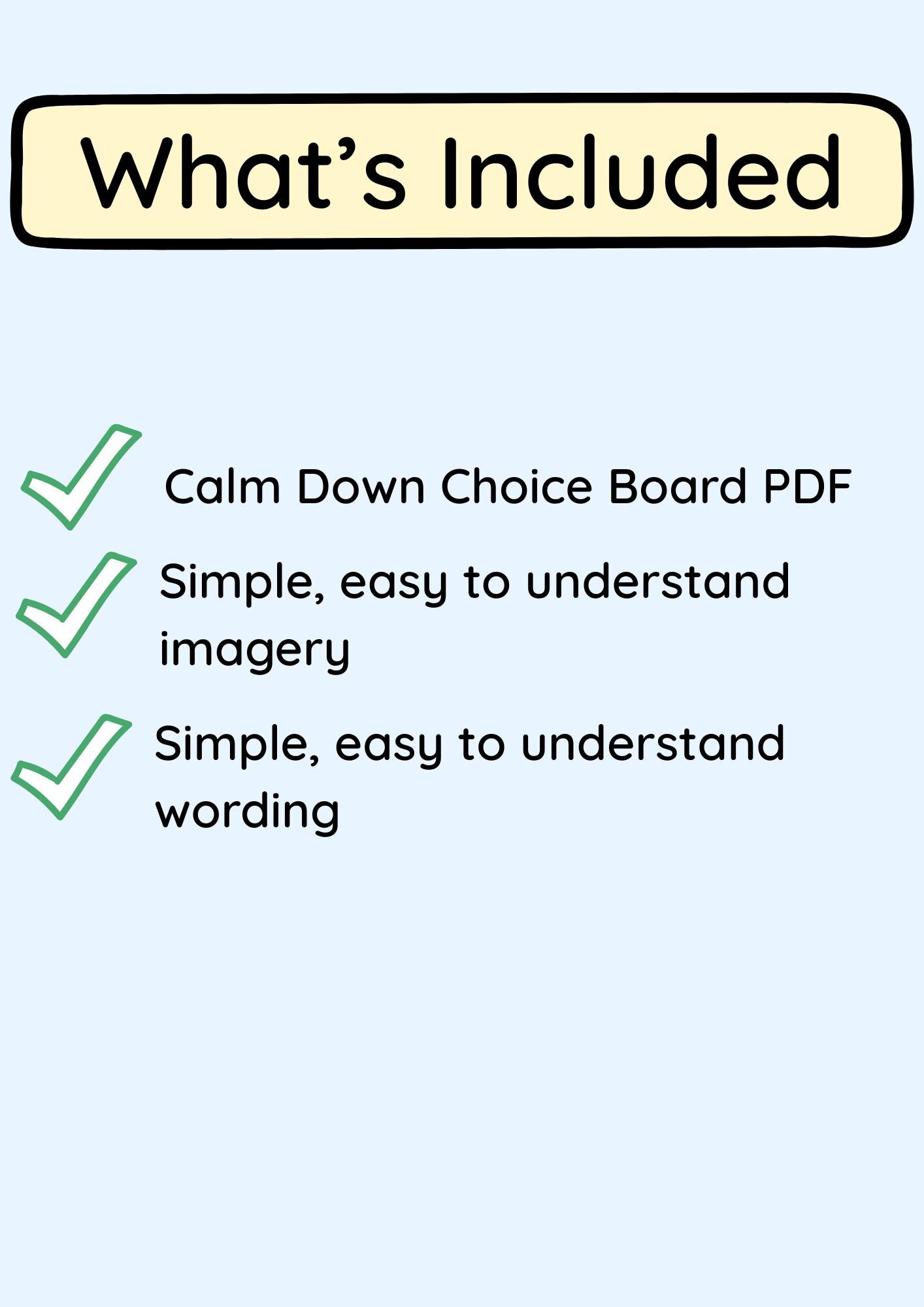 Calm Down Choice Board Printable | Autism & ADHD Visual Support | Calm ...