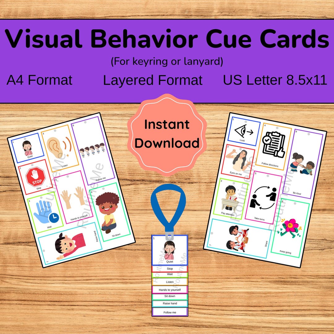 Visual Behavior Cue Cards for Kids | Autism Classroom & Home Support - Etsy