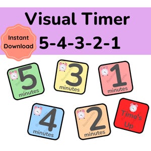 Schede con conto alla rovescia visivo / Supporto alla transizione per bambini con autismo e ADHD (download digitale)