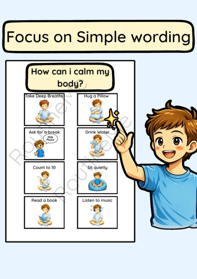 Calm Down Choice Board Printable | Autism & ADHD Visual Support | Calm ...