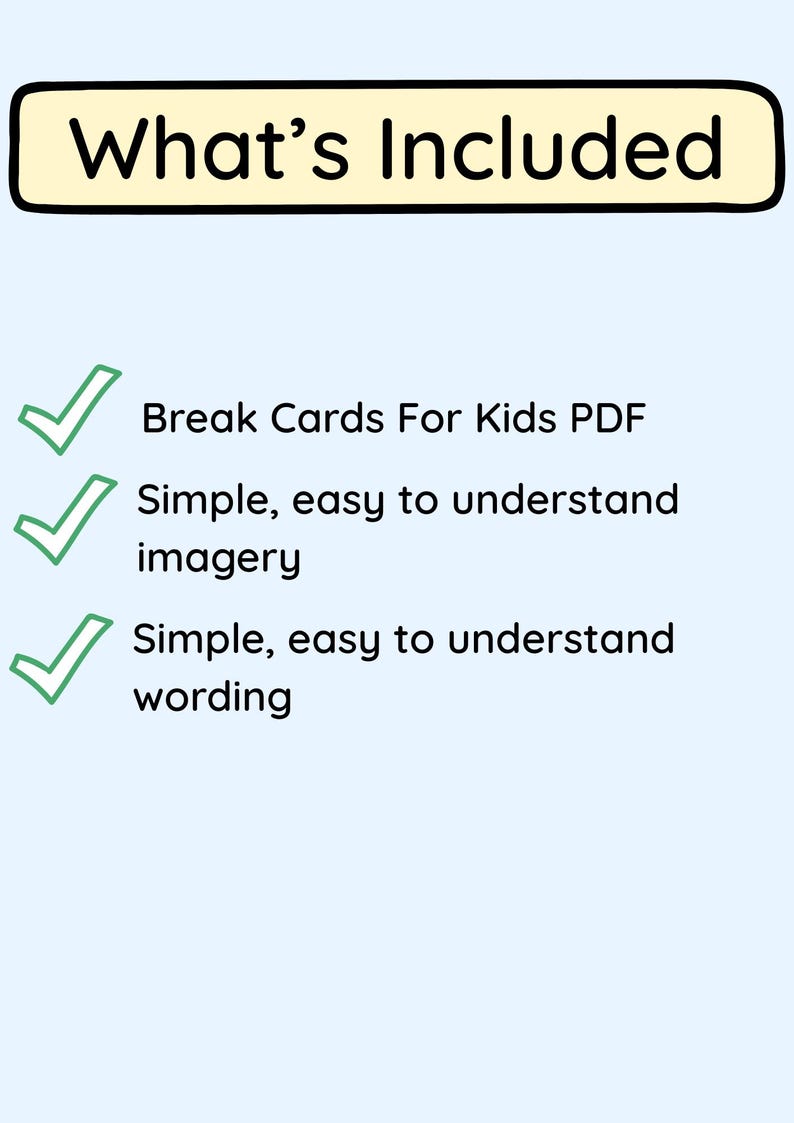 Printable Break Cards for Kids | Autism Communication Supports (instant ...