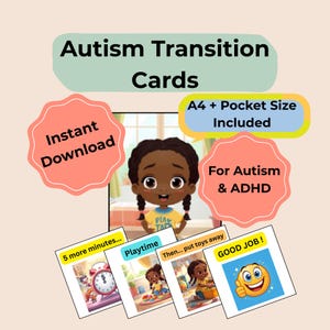 Autism Transition Cards | Visual Routine, Timers, Clean Up (Digital Download)