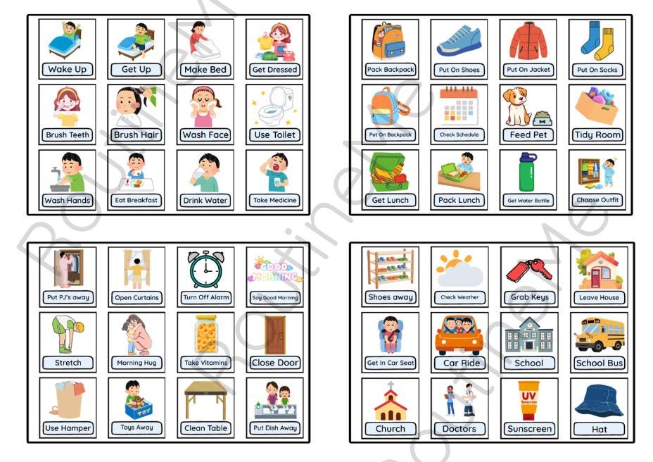 Morning Routine Visual Cards, Autism Schedule, First Then Board, ABA ...