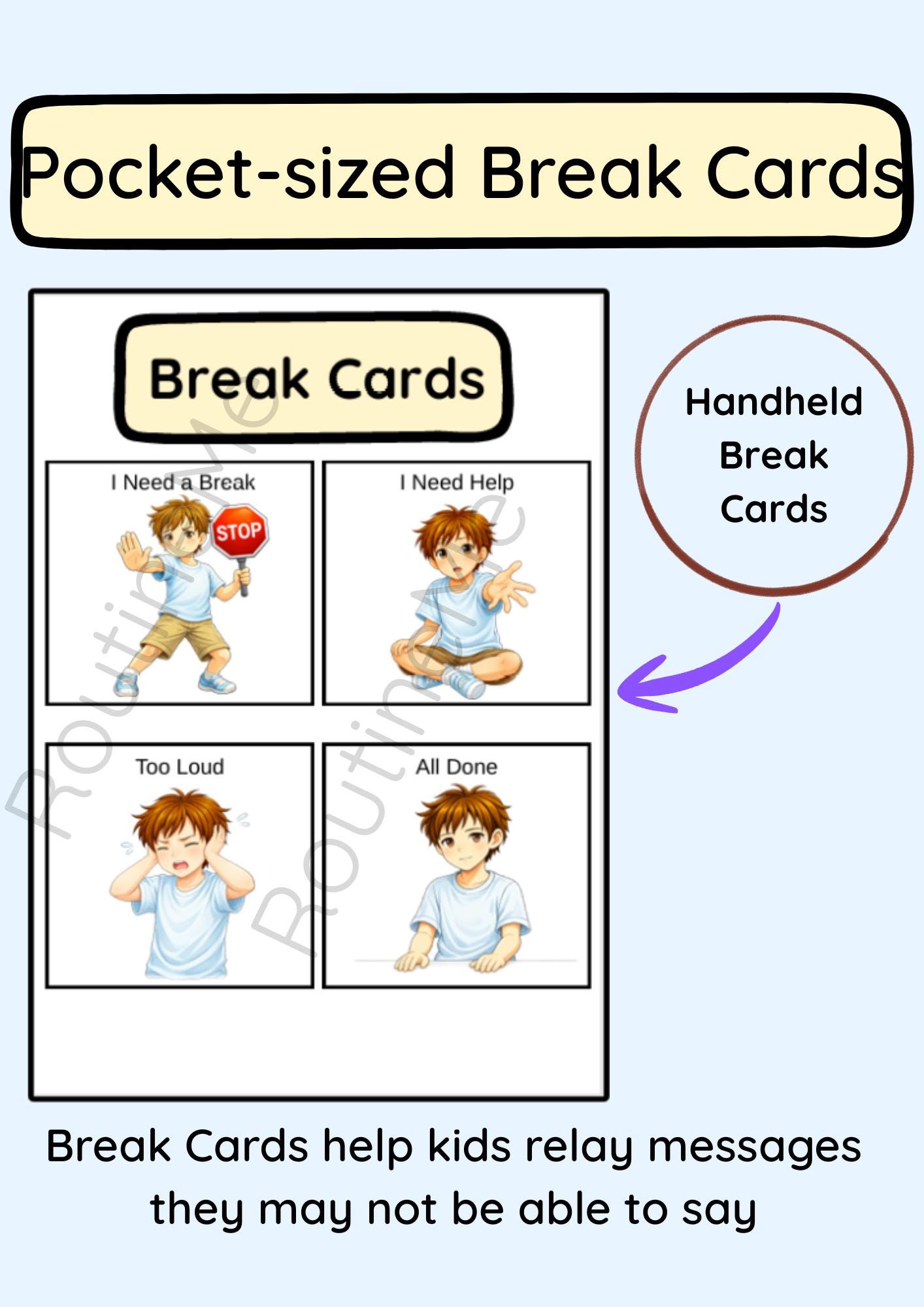 Printable Break Cards for Kids | Autism Communication Supports (instant ...