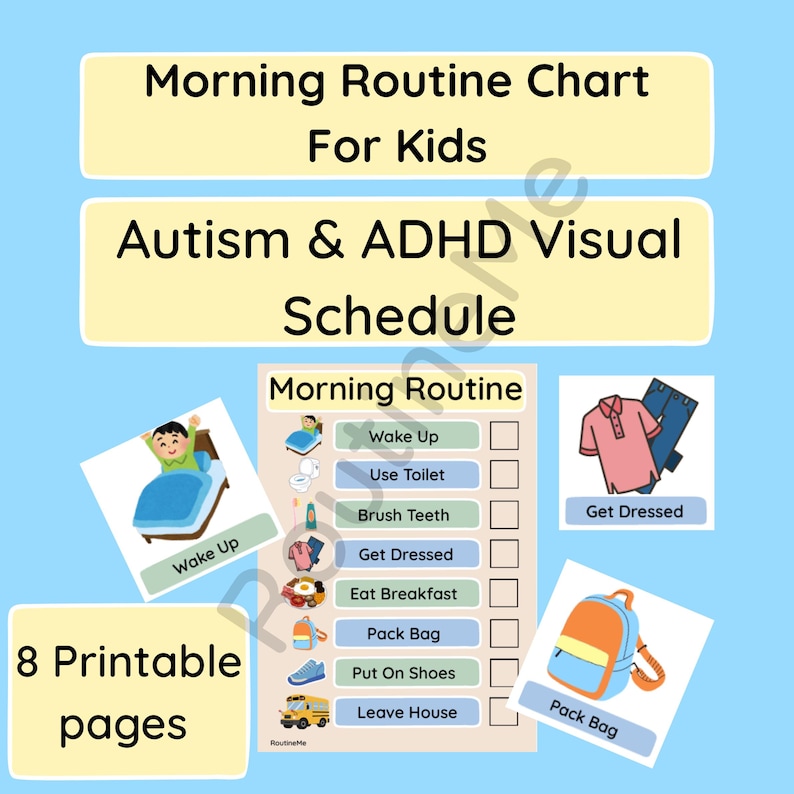 Daily Routine Chart Asd Kids Morning Routine Chart | Autism ADHD Visual Schedule (digital ...