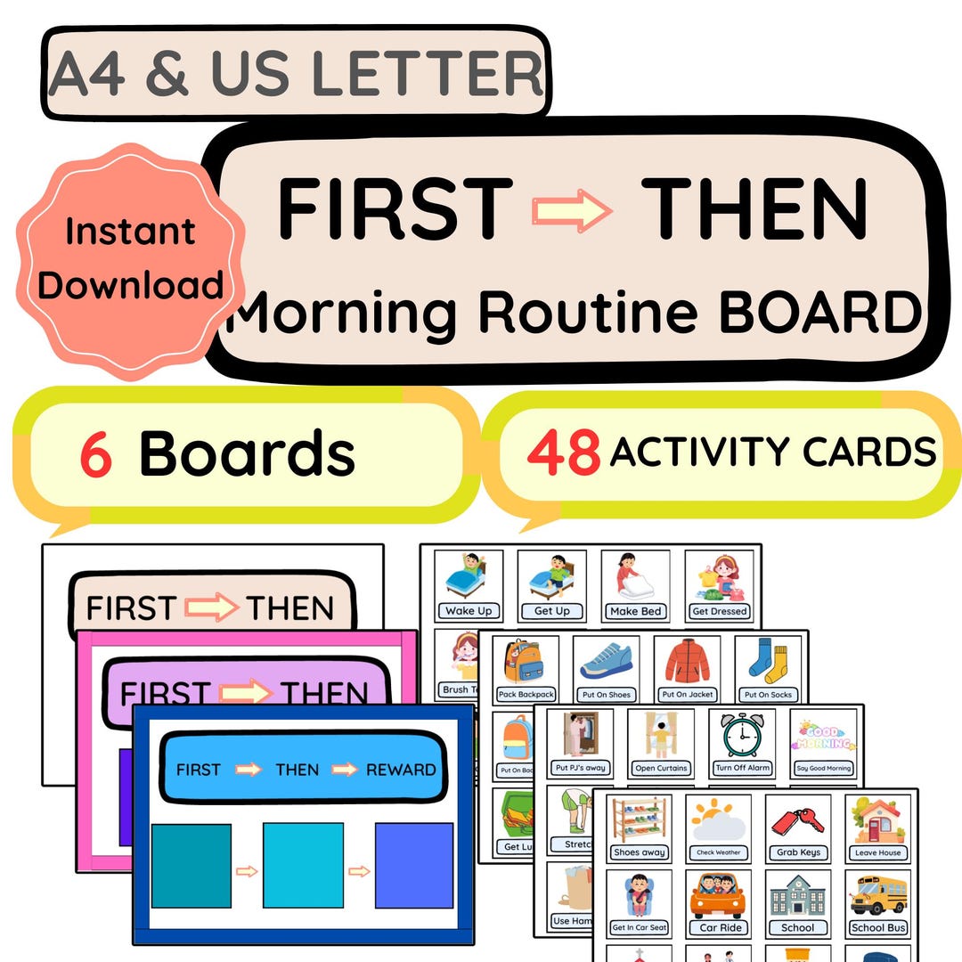 Morning Routine Visual Cards, Autism Schedule, First Then Board, ABA ...