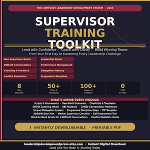 Kit de herramientas de capacitación para supervisores / Guía para nuevos gerentes / Guiones para conversaciones difíciles / Coaching Delegación Gestión del desempeño