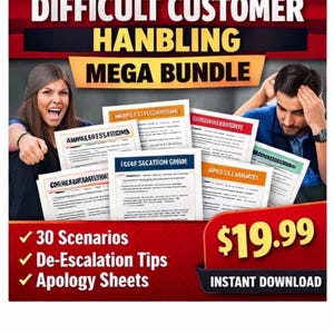 Difficult Customer Handling Training Bundle | De-Escalation Guide | Customer Service Scenarios | Conflict Resolution Workbook