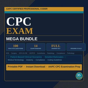 CPC Exam Prep Mega Bundle | 100 Practice Questions, Answer Key (Printable PDF) AAPC-Style