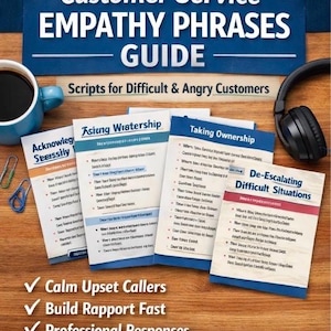 Customer Service Empathy Phrases Guide | Call Center Scripts (Digital PDF)
