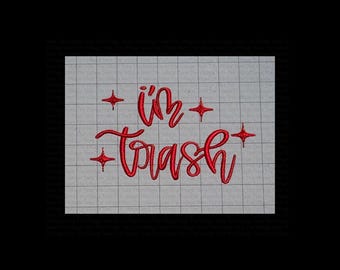 I'm Trash Fork Spork Word File Embroidery Digital Download DST