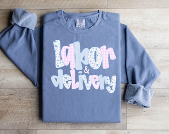 Labor and Delivery Nurse PNG Pastel Pink Stripes Flowers