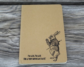 Alice In Wonderland White Rabbit Im Late Im Late For A Very Important Date Lined Journal Notebook